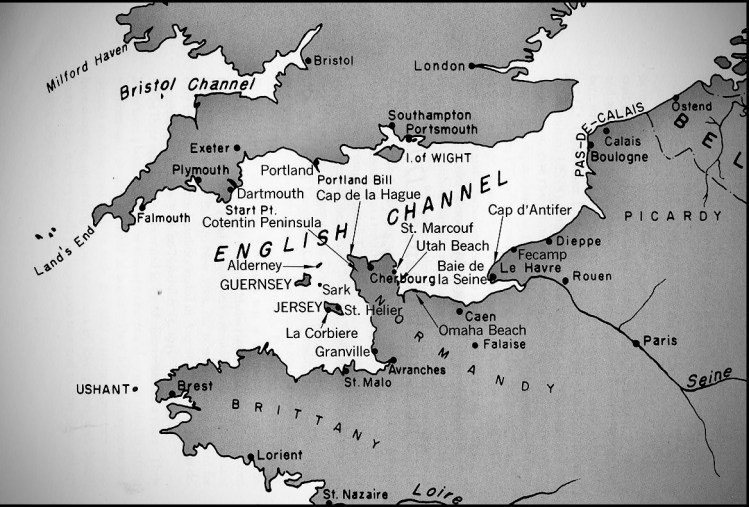 Annette Carson map showing English coast and Brittany 2