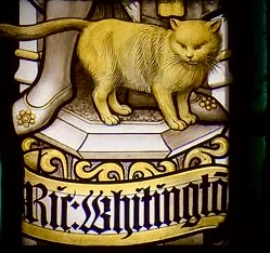 Richard Whittington and his cat shown in the memorial window to